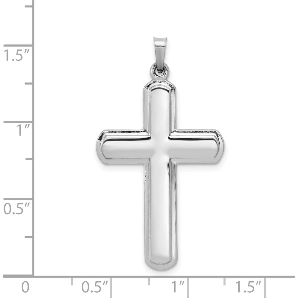 14K White Gold Polished Latin Cross Pendant - 35.01mm Length, 21.65mm Width by Oro Pregiato