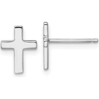 14K White Gold Polished Latin Cross Post Earrings - Timeless Faith Jewelry by Oro Pregiato