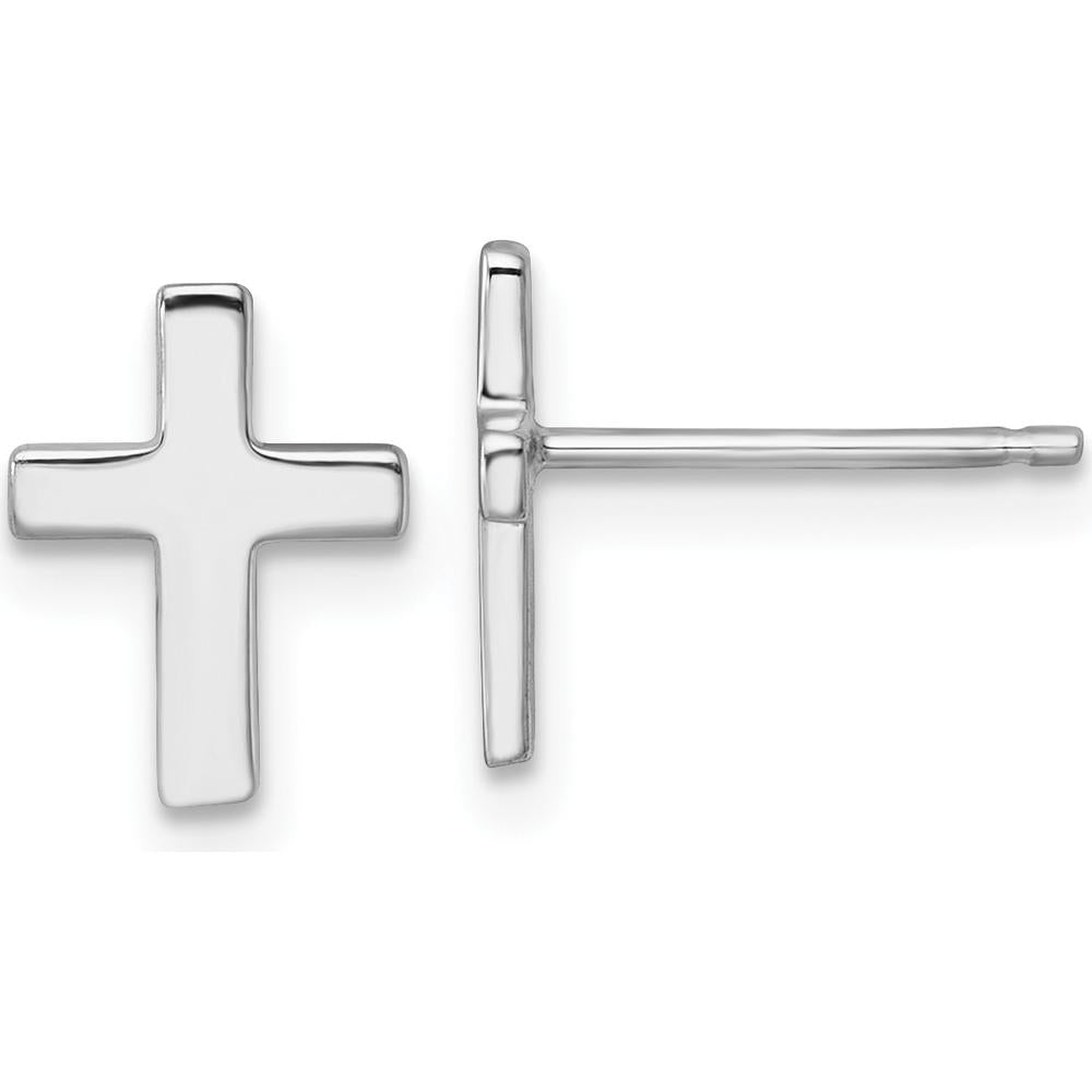 14K White Gold Polished Latin Cross Post Earrings - Timeless Faith Jewelry by Oro Pregiato