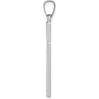 14K White Gold Polished Lattice Cross Pendant with Rhodium Plating - Elegant Faith Symbol by Oro Pregiato