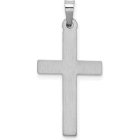 14K White Gold Polished Lattice Cross Pendant with Rhodium Plating - Elegant Faith Symbol by Oro Pregiato
