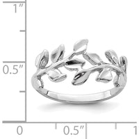 14K White Gold Polished Leaf Band Ring - Nature-Inspired Design by Oro Pregiato