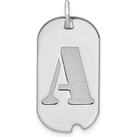 14K White Gold Polished Letter A Initial Dog Tag Pendant by Oro Pregiato