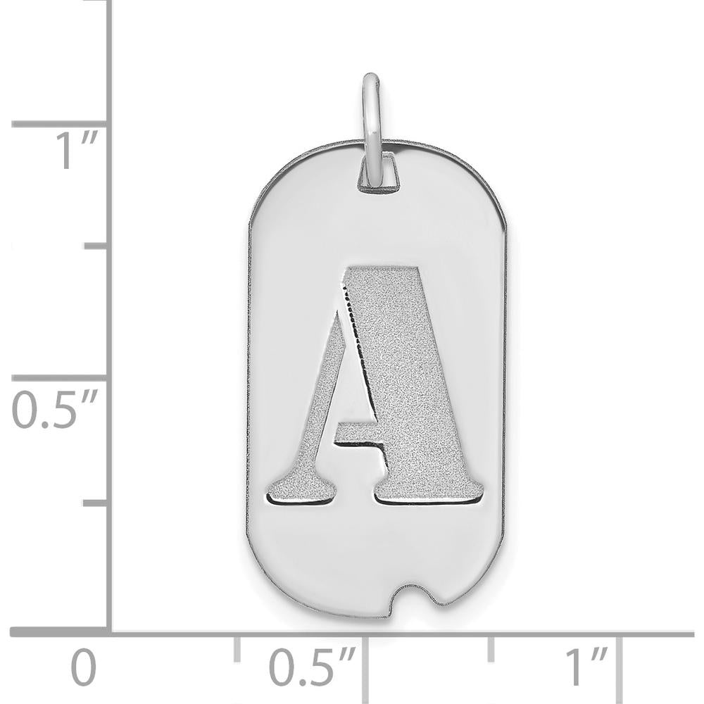 14K White Gold Polished Letter A Initial Dog Tag Pendant by Oro Pregiato