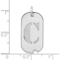 14K White Gold Polished Letter C Initial Dog Tag Pendant - Rhodium-Plated by Oro Pregiato