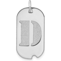14K White Gold Polished Letter D Initial Dog Tag Pendant - Laser Cut Design by Oro Pregiato