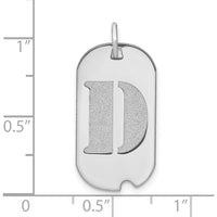 14K White Gold Polished Letter D Initial Dog Tag Pendant - Laser Cut Design by Oro Pregiato