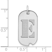 14K White Gold Polished Letter E Initial Dog Tag Pendant - Rhodium Plated, Satin Finish by Oro Pregiato