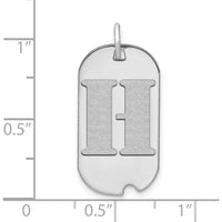 14K White Gold Polished Letter H Initial Dog Tag Pendant - Laser Cut with Satin Finish by Oro Pregiato