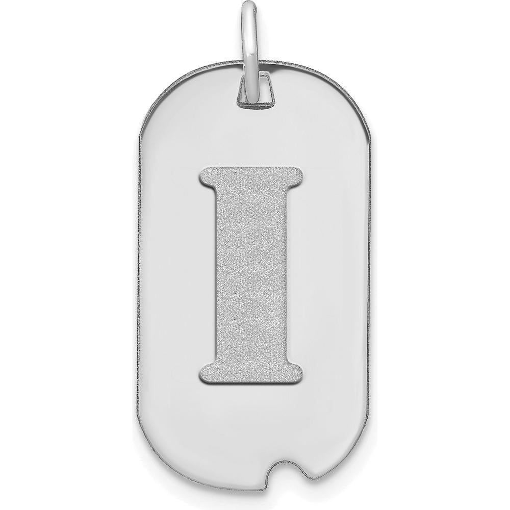 14K White Gold Polished Letter I Initial Dog Tag Pendant with Rhodium Plating by Oro Pregiato