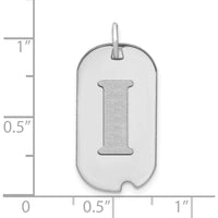 14K White Gold Polished Letter I Initial Dog Tag Pendant with Rhodium Plating by Oro Pregiato