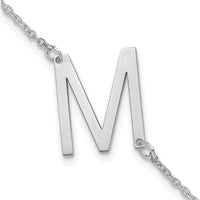 14K White Gold Polished Letter M Bracelet with Rhodium Plating by Oro Pregiato