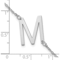 14K White Gold Polished Letter M Bracelet with Rhodium Plating by Oro Pregiato