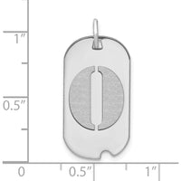14K White Gold Polished Letter O Initial Dog Tag Pendant with Satin Brushed Texture - 24.6mm Length by Oro Pregiato