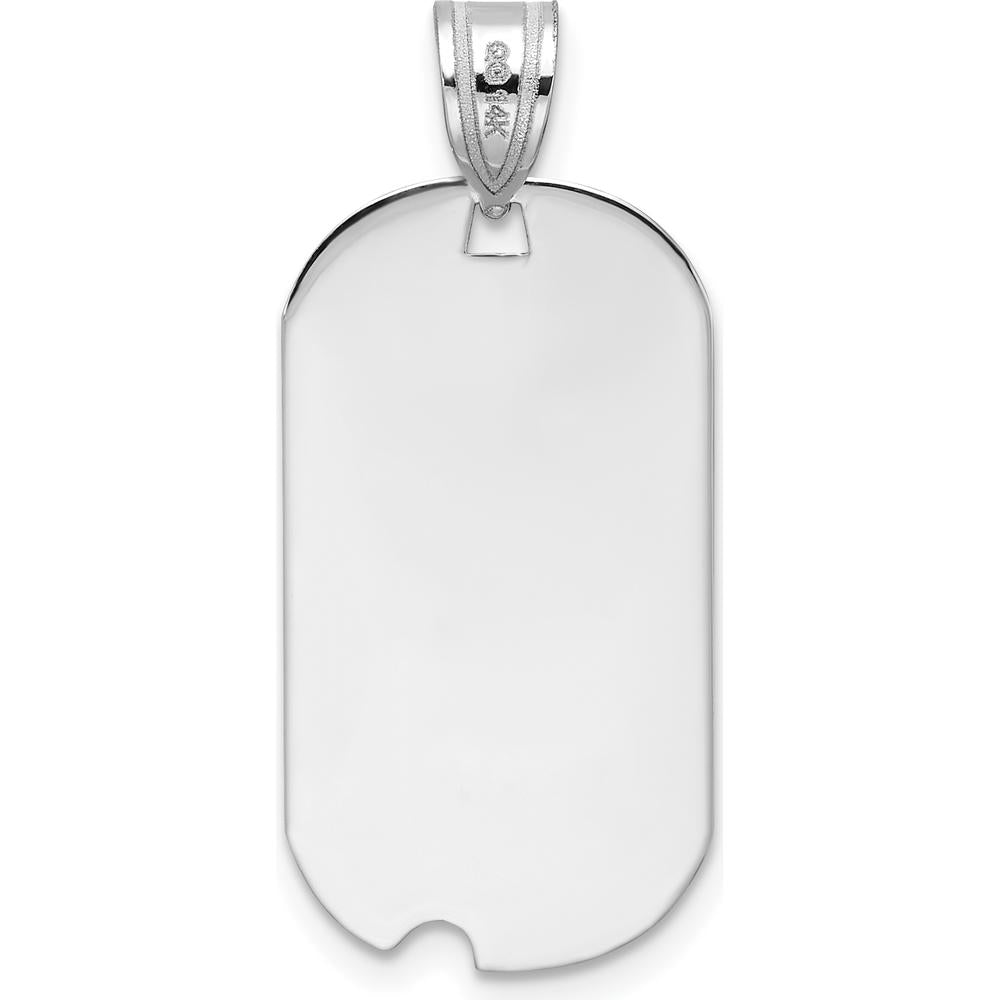 14K White Gold Polished Letter O Initial Dog Tag Pendant with Satin Brushed Texture - 24.6mm Length by Oro Pregiato