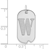 14K White Gold Polished Letter 'W' Initial Dog Tag Pendant with Satin and Polished Finish by Oro Pregiato