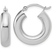 14K White Gold Polished Lightweight 20mm Hoop Earrings - Rhodium Plated Finish by 0