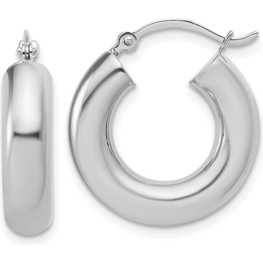 14K White Gold Polished Lightweight 20mm Hoop Earrings - Rhodium Plated Finish by 0