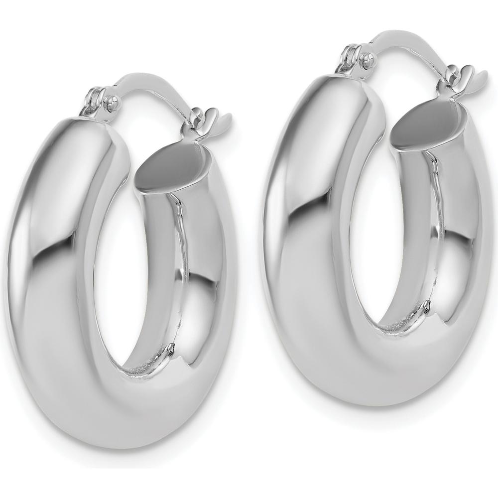 14K White Gold Polished Lightweight 20mm Hoop Earrings - Rhodium Plated Finish by 0