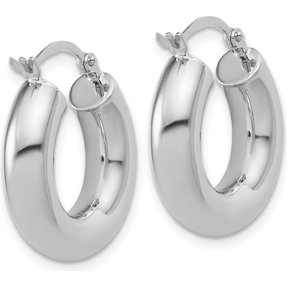14K White Gold Polished Lightweight 20mm Hoop Earrings - Rhodium Plated Finish by 0