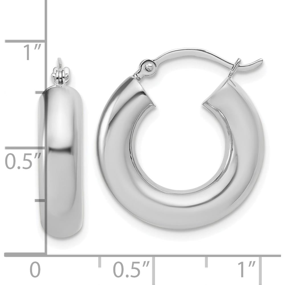 14K White Gold Polished Lightweight 20mm Hoop Earrings - Rhodium Plated Finish by 0