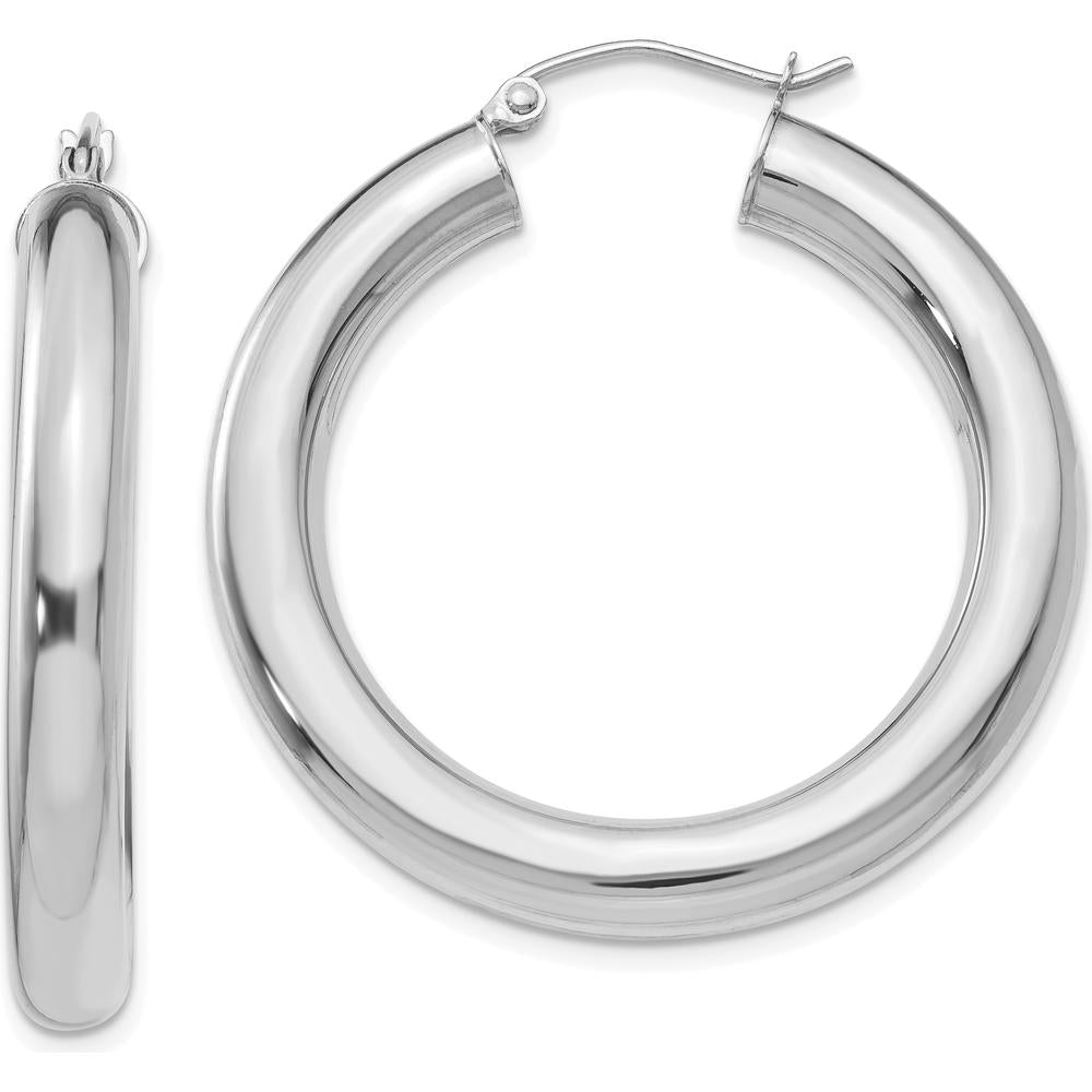 14K White Gold Polished Lightweight 35mm Hoop Earrings by 0