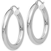14K White Gold Polished Lightweight 35mm Hoop Earrings by 0