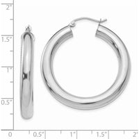 14K White Gold Polished Lightweight 35mm Hoop Earrings by 0