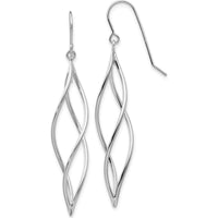 14K White Gold Polished Long Twisted Dangle Earrings - Elegant Modern Design by 0