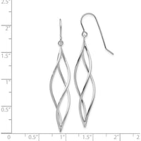 14K White Gold Polished Long Twisted Dangle Earrings - Elegant Modern Design by 0