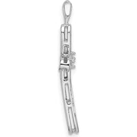 14K White Gold Polished Loop Cross Pendant with Round Stone - 2.3mm by Monteluci Fine Jewelry