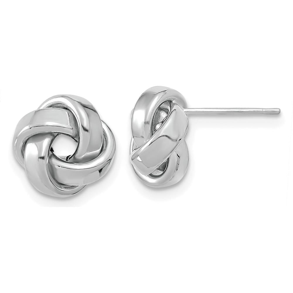 14K White Gold Polished Love Knot Post Earrings - Elegant Classic Design by 0