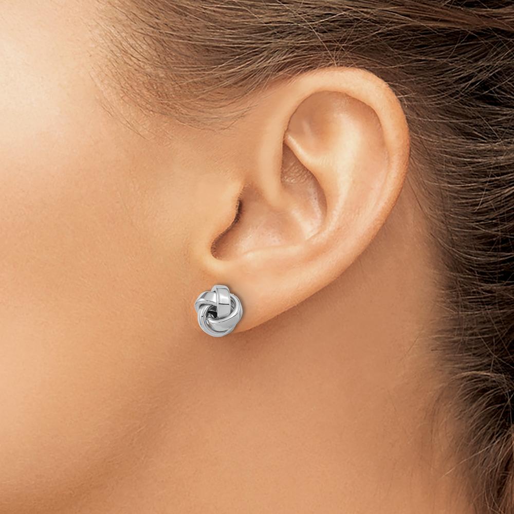 14K White Gold Polished Love Knot Post Earrings - Elegant Classic Design by 0