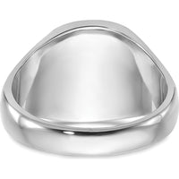 14K White Gold Polished Masonic Ring with Black Enamel Emblem and Grooved Tapered Band by IBGoodman