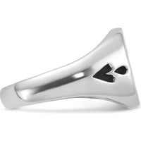 14K White Gold Polished Masonic Ring with Black Enamel Emblem and Grooved Tapered Band by IBGoodman