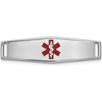 14K White Gold Polished Medical ID Bracelet with Red Epoxy Enamel Medical Symbol by Oro Pregiato