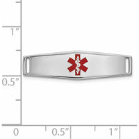 14K White Gold Polished Medical ID Bracelet with Red Epoxy Enamel Medical Symbol by Oro Pregiato