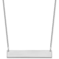 14K White Gold Polished Medium Blank Bar Necklace with Rhodium Plated Cable Link Chain - 18" by Oro Pregiato