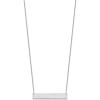 14K White Gold Polished Medium Blank Bar Necklace with Rhodium Plated Cable Link Chain - 18" by Oro Pregiato