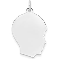 14K White Gold Polished Medium Boy Charm with Engraving Option by Oro Pregiato
