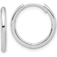 14K White Gold Polished Medium Hoop Earrings with Hinged Closure by 0
