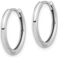 14K White Gold Polished Medium Hoop Earrings with Hinged Closure by 0