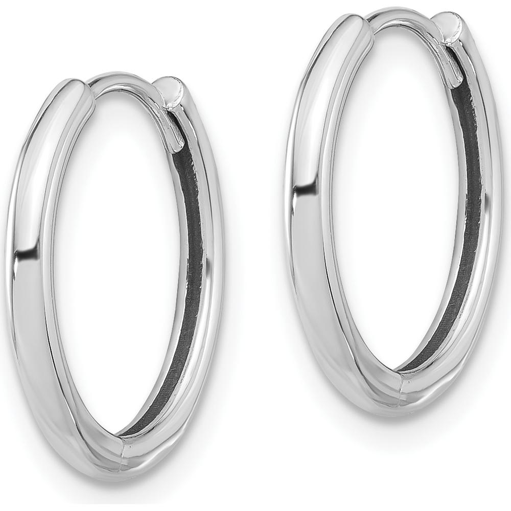 14K White Gold Polished Medium Hoop Earrings with Hinged Closure by 0