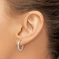 14K White Gold Polished Medium Hoop Earrings with Hinged Closure by 0