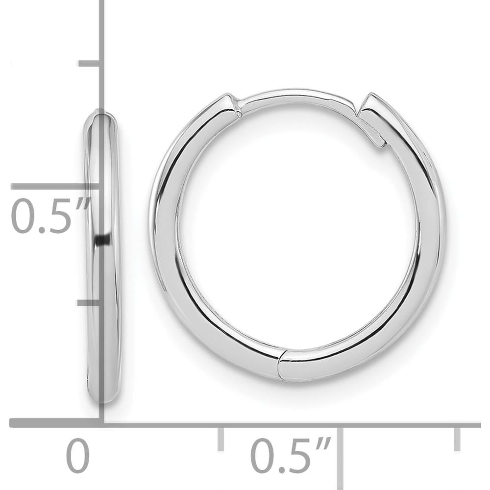 14K White Gold Polished Medium Hoop Earrings with Hinged Closure by 0