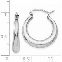 14K White Gold Polished Medium Hoop Earrings with Rhodium Plating by 0