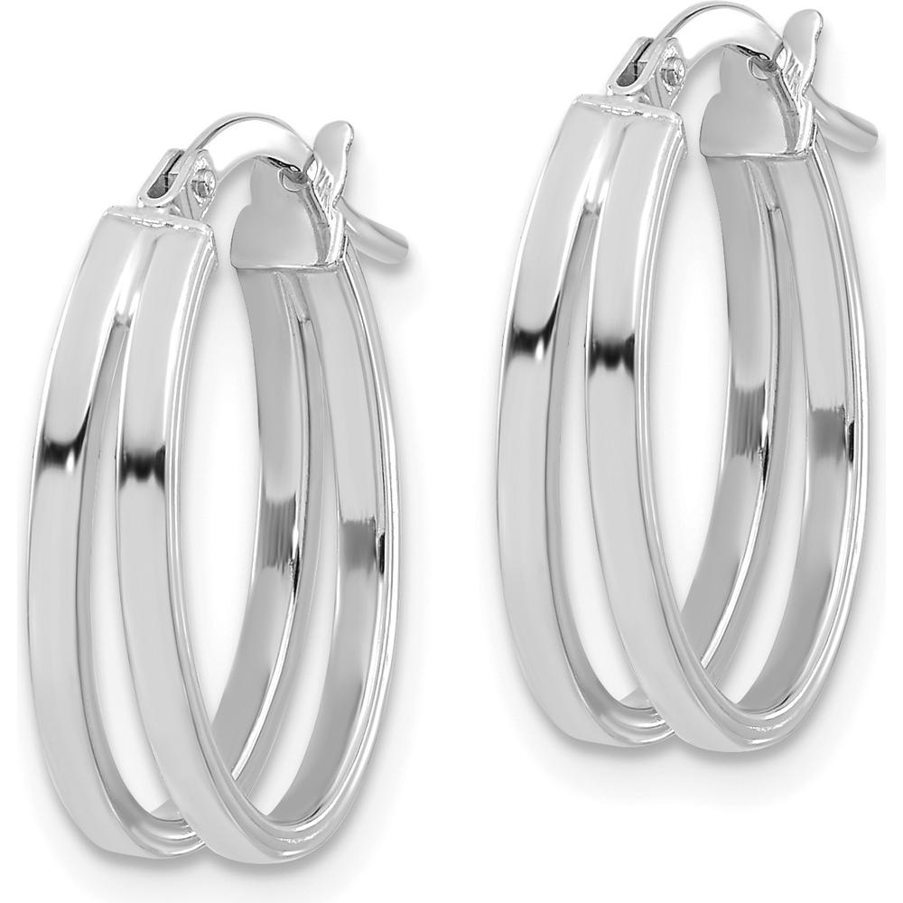 14K White Gold Polished Medium Hoop Earrings with Rhodium Plating by 0