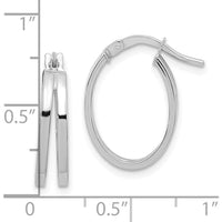 14K White Gold Polished Medium Hoop Earrings with Rhodium Plating by 0