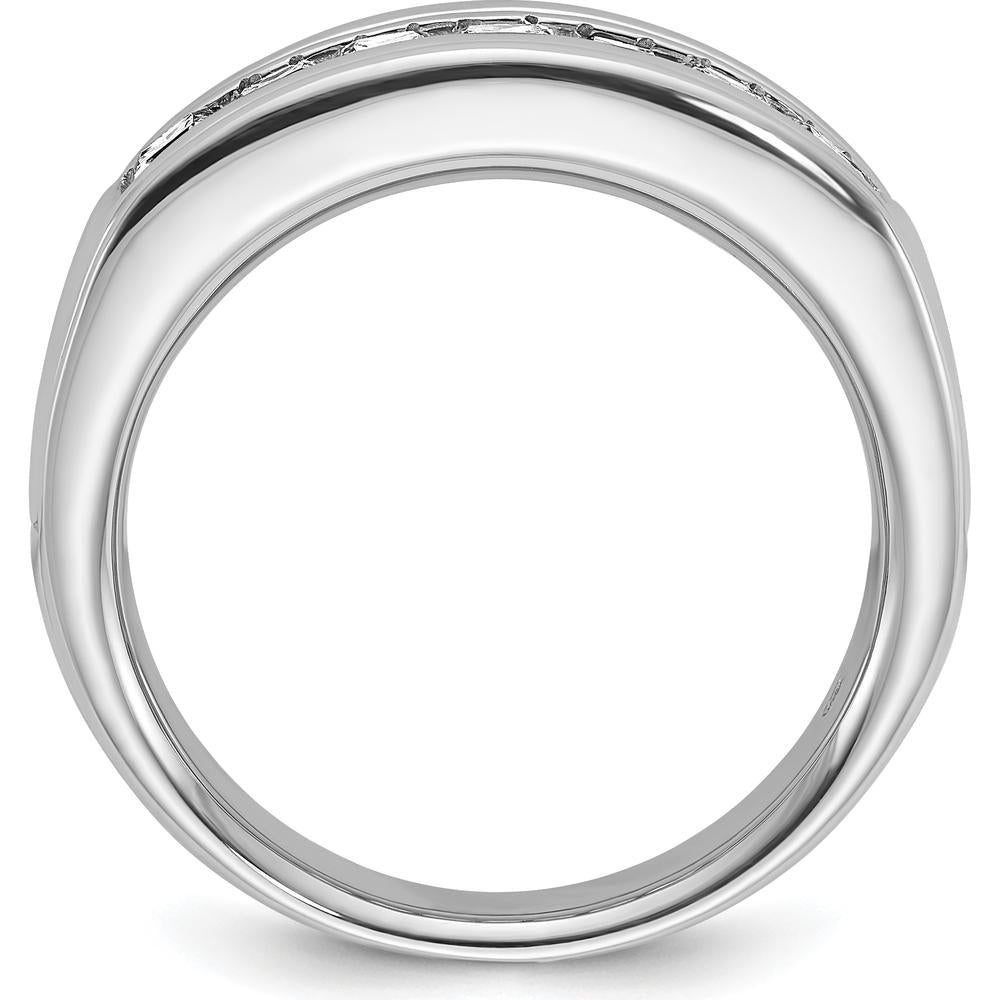 14K White Gold Polished Men's Band with 7 Square Cut Diamonds - 1 Carat Total Diamond Weight by IBGoodman