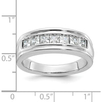 14K White Gold Polished Men's Band with 7 Square Cut Diamonds - 1 Carat Total Diamond Weight by IBGoodman